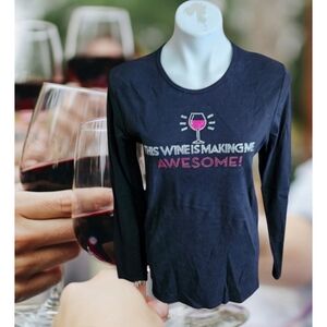 Novelty Wine Graphic Long sleeve tee Black Size  XXL